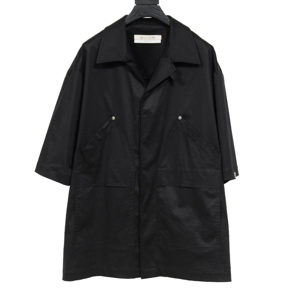 1017 Alyx 9SM Mens Vacation Button Shirt 54 XL Black Utility Pocket Cotton Blend